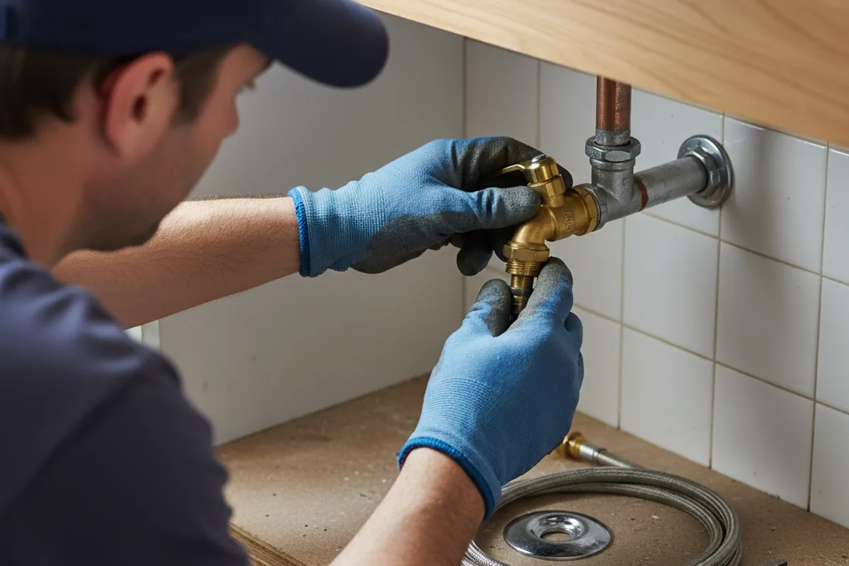 Shutoff valve and fitting work during Emergency Plumbing in Belfry
